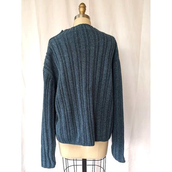 Women's Vintage Cabelas 1/4 Zip Cable Knit Sweater Size XL Blue 90s Heavy Chunky - Picture 3 of 10